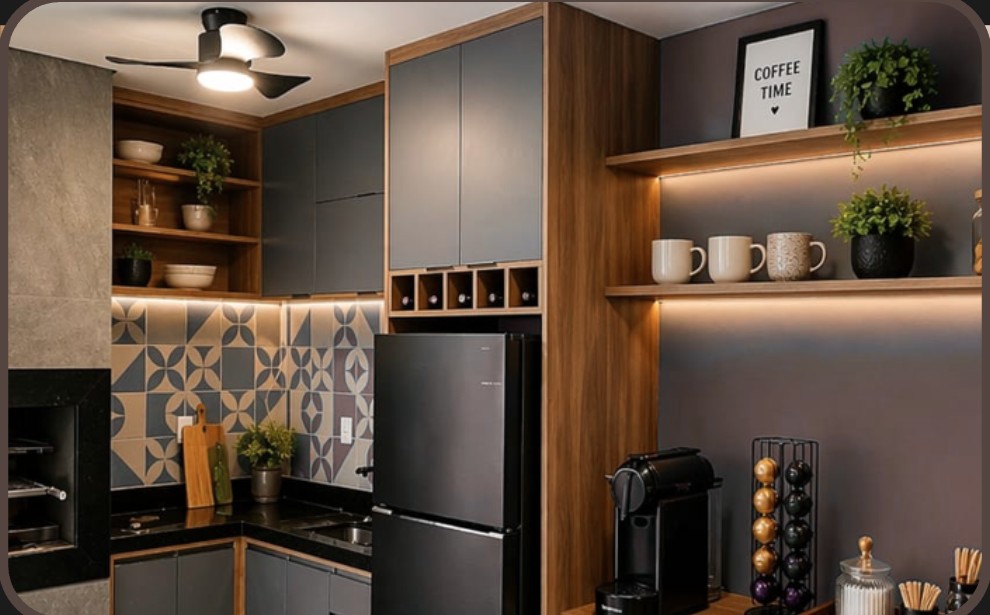 Cozinha integrada com espaço gourmet
